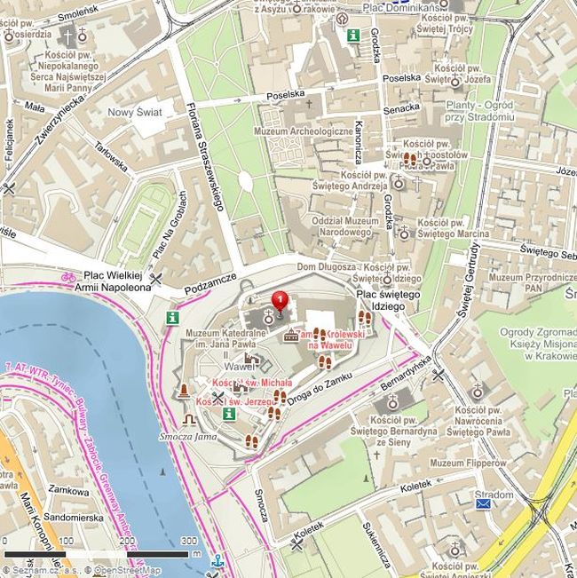 Mapa krakova - Katedrála na Wawelu