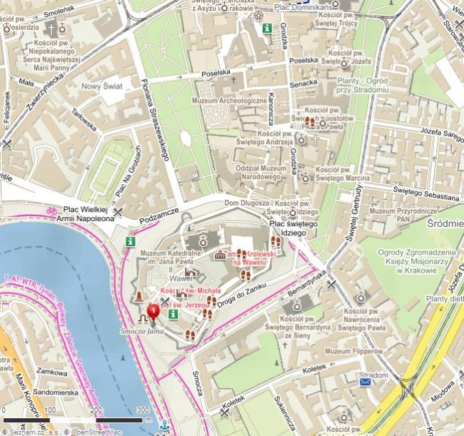 Mapa Krakowa - Wawel - Dračí sluj