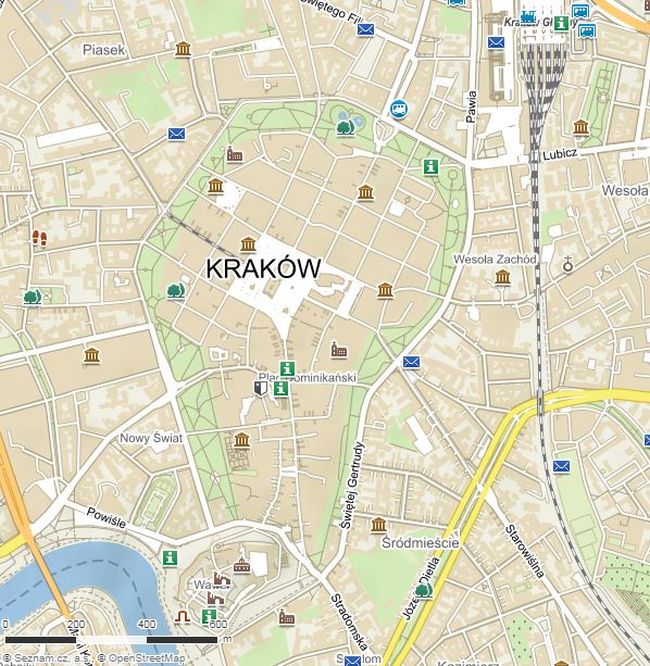 Mapa Starého Města, Krakow